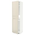 IKEA METOD МЕТОД Высокий шкаф для холодильника / морозильника, белый / Voxtorp глянцевый светло-бежевый, 60x60x220 см 19143570 | 191.435.70