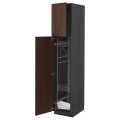 IKEA METOD МЕТОД Высокий шкаф с отделением для аксессуаров для уборки, черный / Sinarp коричневый, 40x60x200 см 09469031 | 094.690.31