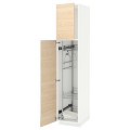 IKEA METOD МЕТОД Высокий шкаф с отделением для аксессуаров для уборки, белый / Askersund узор светлый ясень, 40x60x200 см 59465648 | 594.656.48