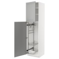 IKEA METOD МЕТОД Высокий шкаф с отделением для аксессуаров для уборки, белый / Bodbyn серый, 60x60x220 см 59462367 | 594.623.67