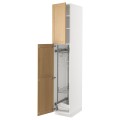 IKEA METOD Высокий шкаф с отделением для аксессуаров для уборки, белый / дуб Forsbacka, 40x60x220 см 99509424 | 995.094.24
