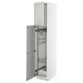 IKEA METOD МЕТОД Высокий шкаф с отделением для аксессуаров для уборки, белый / Lerhyttan светло-серый, 40x60x200 см 89468315 | 894.683.15