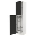 IKEA METOD МЕТОД Высокий шкаф с отделением для аксессуаров для уборки, белый / Nickebo матовый антрацит, 60x60x240 см 99498128 | 994.981.28