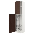 IKEA METOD МЕТОД Высокий шкаф с отделением для аксессуаров для уборки, белый / Sinarp коричневый, 60x60x240 см 79461499 | 794.614.99