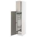 IKEA METOD МЕТОД Высокий шкаф с отделением для аксессуаров для уборки, белый / Stensund бежевый, 40x60x200 см 79464799 | 794.647.99
