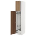 IKEA METOD Высокий шкаф с отделением для аксессуаров для уборки, белый / Имитация коричневого ореха, 40x60x200 см 79519928 | 795.199.28