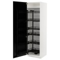 IKEA METOD МЕТОД Высокий шкаф с выдвижной кладовой, белый / Lerhyttan черная морилка, 60x60x200 см 99472005 | 994.720.05