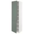 IKEA METOD МЕТОД Высокий шкаф с полками / 2 дверцы, белый / Bodarp серо-зеленый, 60x60x220 см 79467095 794.670.95