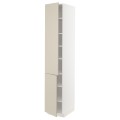 IKEA METOD МЕТОД Высокий шкаф с полками / 2 дверцы, белый / Havstorp бежевый, 40x60x220 см 79456817 | 794.568.17