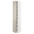IKEA METOD МЕТОД Высокий шкаф с полками / 2 дверцы, белый / Stensund бежевый, 40x60x220 см 29469582 | 294.695.82