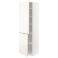 IKEA METOD МЕТОД Высокий шкаф с полками / 2 дверцы, белый / Voxtorp глянцевый светло-бежевый, 60x60x200 см 29462547 | 294.625.47