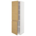 IKEA METOD высокий шкаф с полками/2 дверцы, белый / Voxtorp имитация дуб, 60x60x200 см 19539104 | 195.391.04