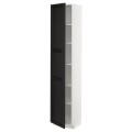 IKEA METOD МЕТОД Высокий шкаф с полками, белый / Lerhyttan черная морилка, 40x37x200 см 59467341 | 594.673.41