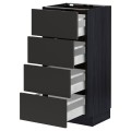 IKEA METOD МЕТОД / MAXIMERA МАКСИМЕРА Напольный шкаф 4 ящика, черный / Nickebo матовый антрацит, 40x37 см 59497692 | 594.976.92