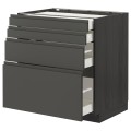 IKEA METOD МЕТОД / MAXIMERA МАКСИМЕРА Напольный шкаф с ящиками, черный / Voxtorp темно-серый, 80x60 см 59331710 | 593.317.10