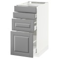 IKEA METOD МЕТОД / MAXIMERA МАКСИМЕРА Напольный шкаф с ящиками, белый / Bodbyn серый, 40x60 см 39049878 390.498.78