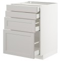 IKEA METOD МЕТОД / MAXIMERA МАКСИМЕРА Напольный шкаф с ящиками, белый / Lerhyttan светло-серый, 60x60 см 59274413 592.744.13