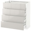 IKEA METOD МЕТОД / MAXIMERA МАКСИМЕРА Напольный шкаф с ящиками, белый / Ringhult светло-серый, 80x37 см 09142420 091.424.20