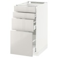 IKEA METOD МЕТОД / MAXIMERA МАКСИМЕРА Напольный шкаф с ящиками, белый / Ringhult светло-серый, 40x60 см 19142504 191.425.04