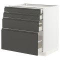 IKEA METOD МЕТОД / MAXIMERA МАКСИМЕРА Напольный шкаф с ящиками, белый / Voxtorp темно-серый, 80x60 см 69331696 | 693.316.96