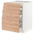 IKEA METOD МЕТОД / MAXIMERA МАКСИМЕРА Напольный шкаф 4 ящика, белый / Voxtorp имитация дуб, 60x60 см 39403312 394.033.12