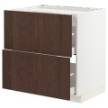 IKEA METOD МЕТОД / MAXIMERA МАКСИМЕРА Шкаф для варочной панели / 2 ящика, белый / Sinarp коричневый, 80x60 см 49404311 | 494.043.11