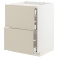 IKEA METOD МЕТОД / MAXIMERA МАКСИМЕРА Шкаф для варочной панели / 3 ящика, белый / Havstorp бежевый, 60x60 см 19426673 | 194.266.73