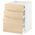 IKEA METOD МЕТОД / MAXIMERA МАКСИМЕРА Напольный шкаф с ящиками, белый / Askersund узор светлый ясень, 60x60 см 99215916 992.159.16