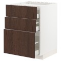IKEA METOD МЕТОД / MAXIMERA МАКСИМЕРА Шкаф для варочной панели / 3 ящика, белый / Sinarp коричневый, 60x60 см 19404336 | 194.043.36