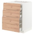IKEA METOD МЕТОД / MAXIMERA МАКСИМЕРА Шкаф для варочной панели / 3 ящика, белый / Voxtorp имитация дуб, 60x60 см 59403132 594.031.32