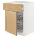IKEA METOD / MAXIMERA Шкаф для варочной панели проволочные корзины, белый / дуб Forsbacka, 60x60 см 89509170 | 895.091.70