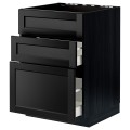 IKEA METOD МЕТОД / MAXIMERA МАКСИМЕРА Напольный шкаф для варочной панели / вытяжка с ящиком, черный / Lerhyttan черная морилка, 60x60 см 99477531 | 994.775.31