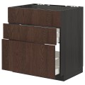 IKEA METOD МЕТОД / MAXIMERA МАКСИМЕРА Напольный шкаф для варочной панели / вытяжка с ящиком, черный / Sinarp коричневый, 80x60 см 59405517 | 594.055.17