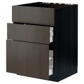 IKEA METOD МЕТОД / MAXIMERA МАКСИМЕРА Напольный шкаф для варочной панели / вытяжка с ящиком, черный / Sinarp коричневый, 60x60 см 79477513 | 794.775.13