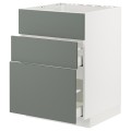 IKEA METOD МЕТОД / MAXIMERA МАКСИМЕРА Напольный шкаф для варочной панели / вытяжка с ящиком, белый / Bodarp серо-зеленый, 60x60 см 39477567 394.775.67