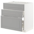 IKEA METOD МЕТОД / MAXIMERA МАКСИМЕРА Напольный шкаф для варочной панели / вытяжка с ящиком, белый / Bodbyn серый, 80x60 см 49335624 | 493.356.24