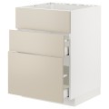 IKEA METOD МЕТОД / MAXIMERA МАКСИМЕРА Напольный шкаф для варочной панели / вытяжка с ящиком, белый / Havstorp бежевый, 60x60 см 19477549 | 194.775.49