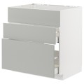 IKEA METOD / MAXIMERA Напольный шкаф для варочной панели / вытяжка с ящиком, белый / Хавсторп светло-серый, 80x60 см 59538225 | 595.382.25
