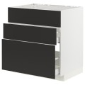 IKEA METOD МЕТОД / MAXIMERA МАКСИМЕРА Напольный шкаф для варочной панели / вытяжка с ящиком, белый / Nickebo матовый антрацит, 80x60 см 39497805 | 394.978.05