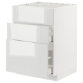 IKEA METOD МЕТОД / MAXIMERA МАКСИМЕРА Напольный шкаф для варочной панели / вытяжка с ящиком, белый / Ringhult светло-серый, 60x60 см 99477625 994.776.25
