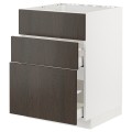 IKEA METOD МЕТОД / MAXIMERA МАКСИМЕРА Напольный шкаф для варочной панели / вытяжка с ящиком, белый / Sinarp коричневый, 60x60 см 19477554 | 194.775.54