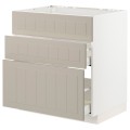 IKEA METOD МЕТОД / MAXIMERA МАКСИМЕРА Напольный шкаф для варочной панели / вытяжка с ящиком, белый / Stensund бежевый, 80x60 см 39408164 | 394.081.64