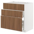 IKEA METOD / MAXIMERA Напольный шкаф для варочной панели / вытяжка с ящиком, белый / Имитация коричневого ореха, 80x60 см 29519515 | 295.195.15