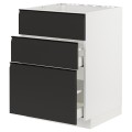 IKEA METOD МЕТОД / MAXIMERA МАКСИМЕРА Напольный шкаф для варочной панели / вытяжка с ящиком, белый / Upplöv матовый антрацит, 60x60 см 29493978 294.939.78