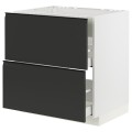 IKEA METOD МЕТОД / MAXIMERA МАКСИМЕРА Напольный шкаф для варочной панели / вытяжка с ящиком, белый / Upplöv матовый антрацит, 80x60 см 69493981 | 694.939.81