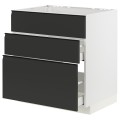 IKEA METOD МЕТОД / MAXIMERA МАКСИМЕРА Напольный шкаф для варочной панели / вытяжка с ящиком, белый / Upplöv матовый антрацит, 80x60 см 79493947 | 794.939.47
