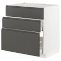 IKEA METOD МЕТОД / MAXIMERA МАКСИМЕРА Напольный шкаф для варочной панели / вытяжка с ящиком, белый / Voxtorp темно-серый, 80x60 см 59335633 | 593.356.33