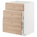 IKEA METOD МЕТОД / MAXIMERA МАКСИМЕРА Напольный шкаф для варочной панели / вытяжка с ящиком, белый / Voxtorp имитация дуб, 60x60 см 09477564 | 094.775.64