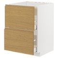 IKEA METOD / MAXIMERA шкаф д/варочн панели/вытяжка/ящик, белый / Voxtorp имитация дуб, 60x60 см 59537928 595.379.28