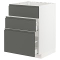 IKEA METOD МЕТОД / MAXIMERA МАКСИМЕРА Напольный шкаф под мойку с ящиками, белый / Voxtorp темно-серый, 60x60 см 79304046 793.040.46
